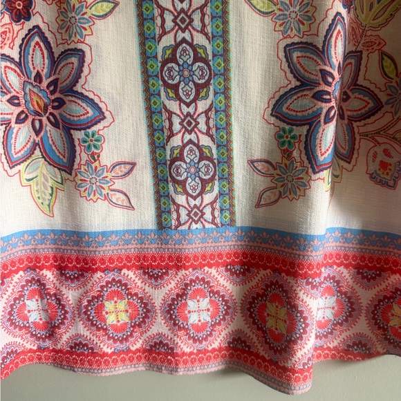 New Directions Floral Boho Peasant blouse bell split sleeves size medium - Picture 3 of 12